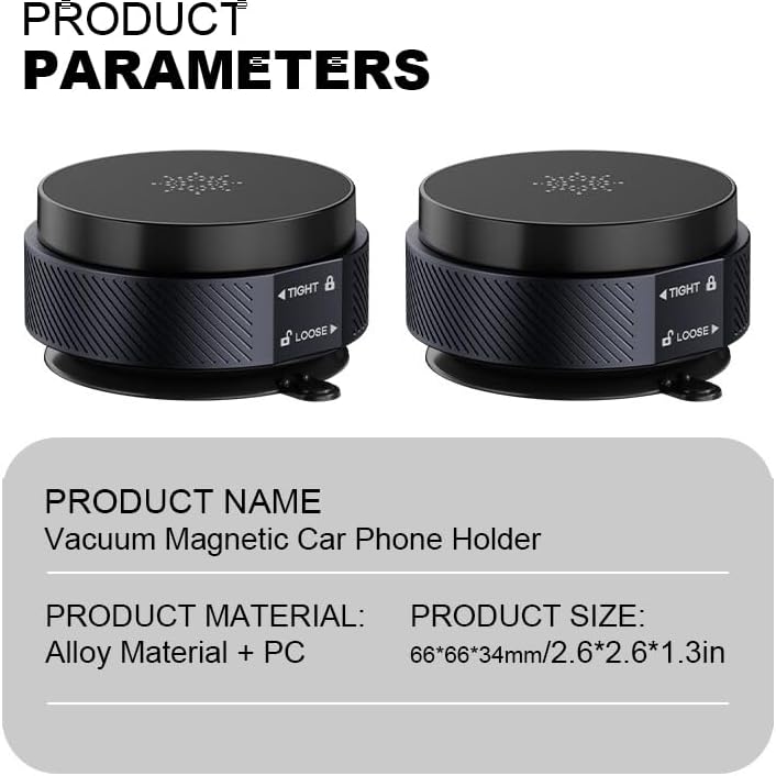 Phone Holders for Car Magsafe Car Mount，Magnetic Car Cell Phone 360° Rotatable Aluminum Base Upgrade Foldable Vacuum Magnetic Suction Phone Mount Ideal for Car Desk Dorm Smooth Surfaces – Enhanced Compatibility and Speed