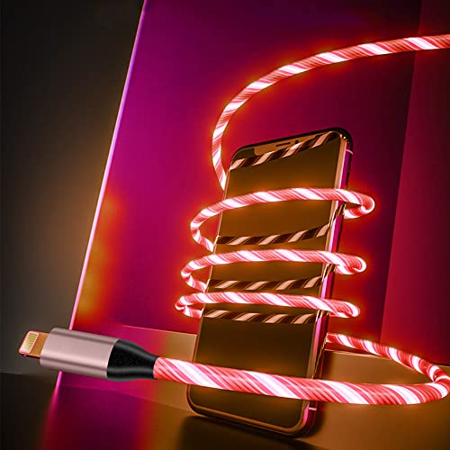 LED Light-Up i Phone Charging Cable – MFi Certified 6 FT USB A to Lightning Fast Charger for i Phone 13, 12, 11, X, XS, XR, 8, 7, 6 S, 5 S, i Pad, i Pod Touch (Durable Purple Design) – Effortless Monitoring & Enhanced Speed