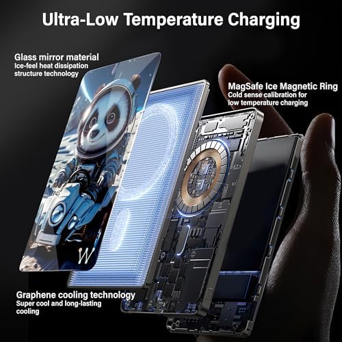 LUCKYDUO Ultra-Slim 0.26” Magnetic Wireless Power Bank – 5000 m Ah Fast Charging Battery Pack for i Phone 12/13/14/15/16 – Lightweight, Portable & Stylish Black Design for On-the-Go Charging – Seamless Magnetic Attachment & PD 20 W USB-C Compatibility – Your Essential Travel Companion for Effortless Power