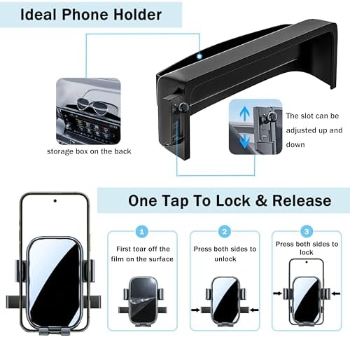 Car Phone Holder for Honda Civic 2025 2024 2023 2022 Accessories 9″ Screen Fixed Clip Cell Phone Mount Auto Lock Hands-Free 360 Degree Rotation Dash Phone Holder Stand for All Phones – Enhanced Compatibility and Speed