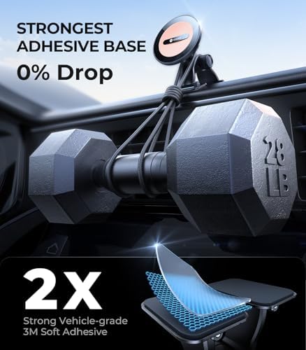 VICSEED 2025 Mag Safe Car Mount Upgrade – Unmatched 25 N Magnetic Grip & Advanced Dashboard Adhesive for Secure Smartphone Holding – 360° Adjustable Design Perfect for All Vehicles & Smartphones – Effortless Installation for Enhanced Safety and Convenience