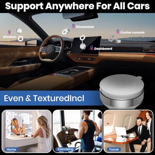 Upgraded 360° Vacuum Magnetic Phone Holder, Suction Cup Phone Mount, Foldable Strong Magnetic Cell Holder for Car/Gym/Mirror/Smooth Surface, Compatible with Magsafe iPhone (White) – Enhanced Compatibility and Speed