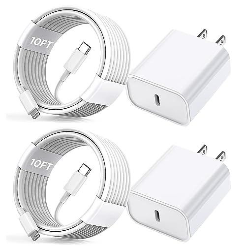 Rapid Charge Duo: Apple MFi Certified 2-Pack USB-C Wall Charger with 10 FT Type C to Lightning Cable – Fast Charging Solution for i Phone 14, 13, 12, 11, XR, X, 8, and i Pad – Ultimate Compatibility and Enhanced Speed for Your Devices