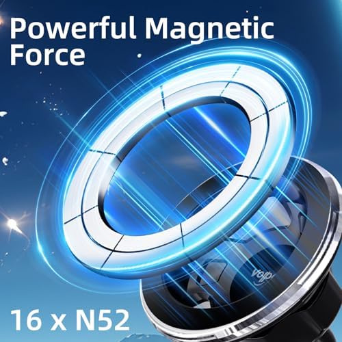 VOLPORT Magnetic Cup Phone Holder for Vehicles – 360° Adjustable Car Mount Designed for Tesla, Trucks, and SUVs – Versatile Mag Safe Cradle with Expandable Base for i Phone, Samsung, and Google – Ultimate Convenience and Enhanced Safety on the Road