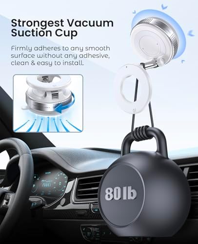 Mag Safe-Compatible Magnetic Suction Cup Phone Mount – 360° Adjustable Car Holder for i Phone 16 Pro Max, 15, 14, 13, 12 Plus – Portable, Foldable Design with Strong Magnetic Grip for Safe Driving and Easy Navigation