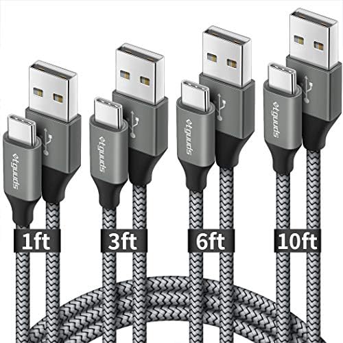 etguuds 4-Pack USB Type C Charging Cable – 6 ft Nylon Braided Fast Charger Cord for Samsung Galaxy S20/S10/S9/Note Series & Moto G – Superior Durability and High-Speed Power Delivery Up to 3 A – Ideal for Home, Office, and On-the-Go Use