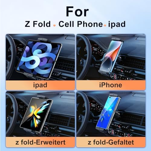 Universal 360-Degree Rotatable Car Phone Holder – Air Vent Mount for i Phone, Android & Tablets (4.7-12.9”) – Enhanced Stability & Hands-Free Convenience for Safe Driving & Navigation – Sleek Design for Optimal Compatibility