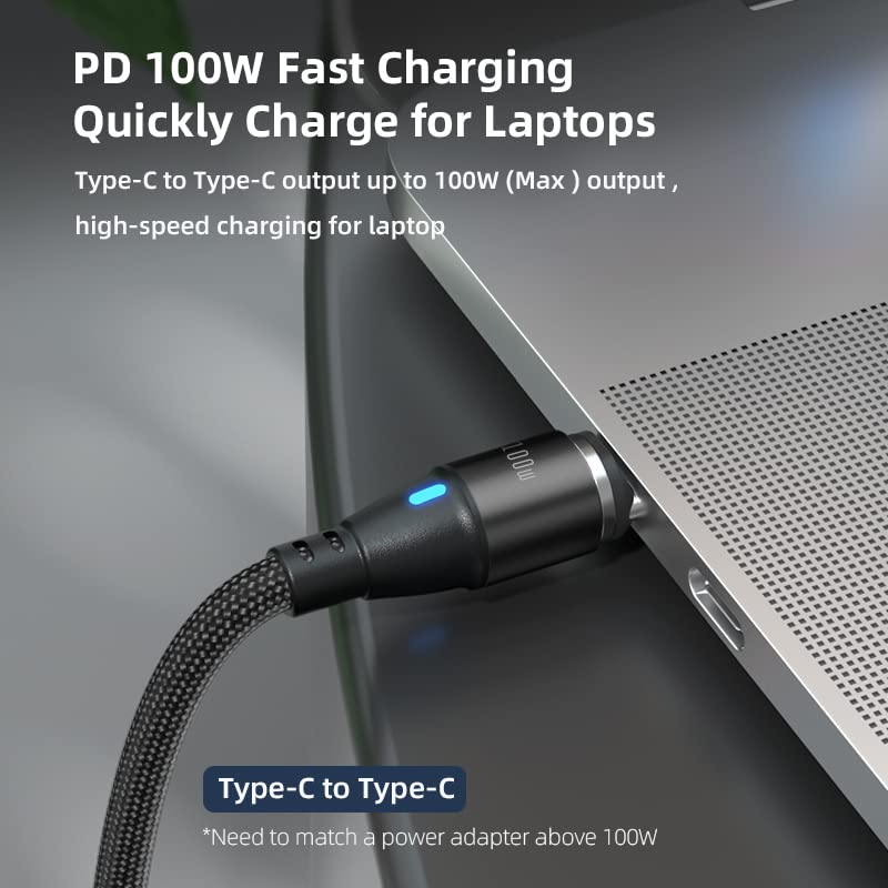 Premium 2-Pack 100 W Nylon Braided USB C Charging Cables – 1 M & 2 M Lengths, Fast PD Magnetic Connectivity for i-Products, Android Devices & Laptops – Unmatched Durability & Versatility