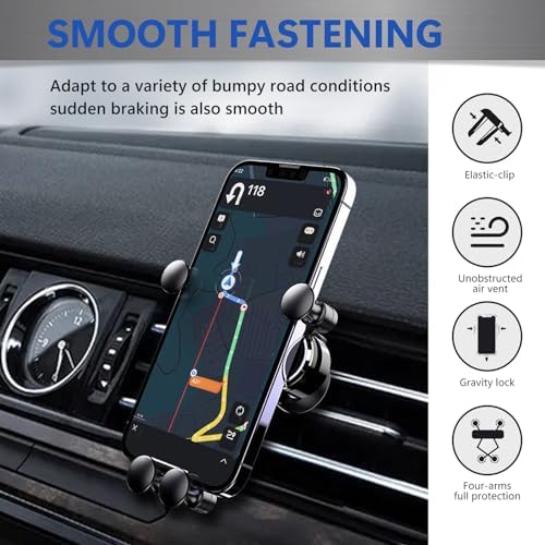 ZKFAR 360-Degree Adjustable Car Phone Holder – Premium Gravity Air Vent Mount for Universal Smartphone Compatibility, Effortless Tool-Free Installation, Sleek Black Aesthetic, Unmatched Stability for Safe Hands-Free Navigation and Enhanced Driving Experience