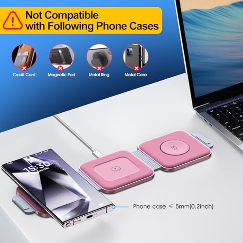 Ultimate Samsung Multi Travel Charger: Foldable Wireless Charging Pad for Galaxy Watch Ultra/7/6/5 Pro/Active 2 & Quick Charge for S25/S24/S23/S22 (+/Ultra)/Note20 – Compact Purple Design with Buds3 Pro Compatibility and Enhanced Speed for On-the-Go Power Solutions