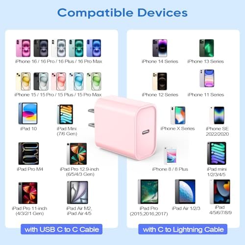 Ultra-Fast 20 W USB-C Wall Charger Block for i Phone 16/15 – 3-Pack Super Charging Adapter for i Phone, i Pad & Air Pods – Compact PD Type C Power Delivery Solution with Enhanced Compatibility & Safety Features