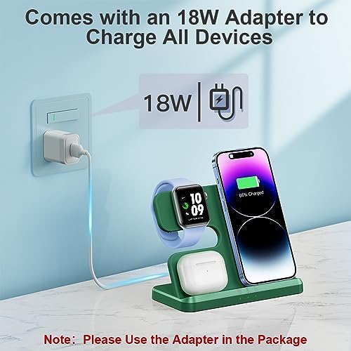 Optimized 3-in-1 Wireless Charging Station for Apple Devices – Fast and Efficient Charger for i Phone 11-16, Apple Watch & Air Pods – Sleek Multi-Device Dock with Enhanced Safety Features for Tangle-Free Power Solutions