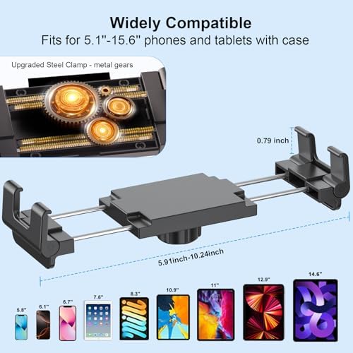 Ultimate Heavy-Duty Tablet Mount for Trucks – Adjustable 2-Stage Drill Base Holder for i Pad & Galaxy Tab (5.1-15.6” Devices) – Secure, Versatile, and 360-Degree Rotatable for Enhanced On-the-Go Visibility and Safety