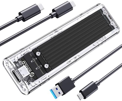 ORICO Transparent M.2 NVMe SSD Enclosure – Ultra-Fast USB 3.2 Gen 2 Adapter for PCI-E M-Key SSDs (2280/2260/2242/2230) – Lightweight and Durable External Solid State Drive Case with Tool-Free Setup and USB Type-C Support for Seamless Data Transfer