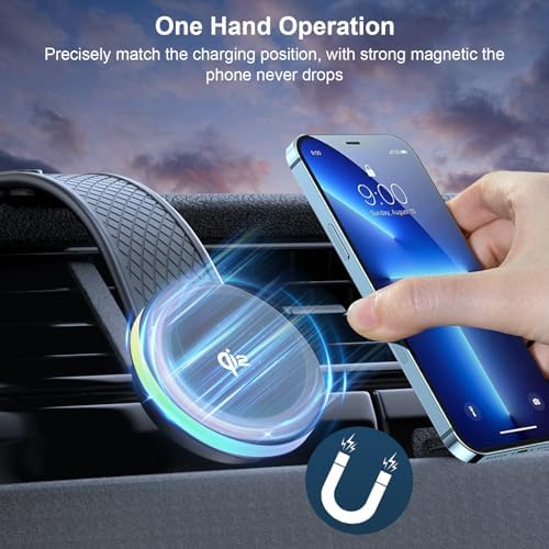 Magnetic Qi2 Wireless Car Charger Mount for i Phone 12/13/14/15 Series – 15 W Fast Charging Station with Secure Grip for Effortless Navigation and Connectivity