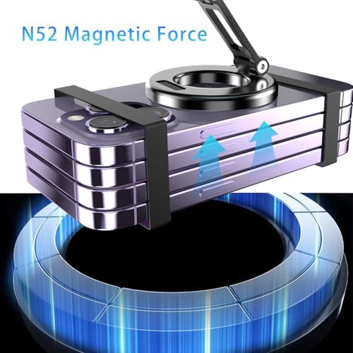 360° Rotation Vacuum Magnetic Phone Holder for Car, Strong Magnetic Suction Cup Phone Mount, Dual-Axis Adjustable Arm Phone Stand for iPhones 12-16 Series & All Smartphones – Enhanced Compatibility and Speed