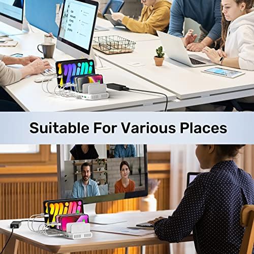 Alxum 60 W 10-Port USB Fast Charging Station with Quick Charge 3.0 – All-in-One Multi-Device Charging Hub for i Pads, i Phones, Samsung Galaxy and More – Compact & Sleek Design for Home or Office Efficiency with Advanced Safety Mechanisms