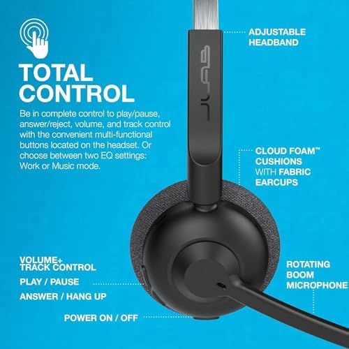 Transform Your Audio Experience with JLab Go Work Wireless On-Ear Headset – 50+ Hours of Playtime, Dual Device Bluetooth Multipoint, and Noise-Canceling Mic for Crystal-Clear Calls – Perfect for Remote Work, Gaming, and Mobile Use with Ultra-Lightweight Comfort