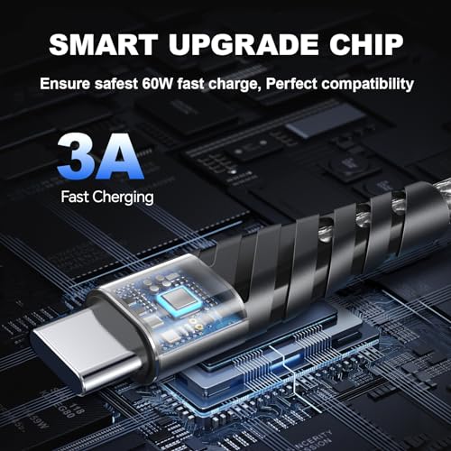 Transform Your Charging Experience with 5-Pack 6.6 FT USB C to USB C Cables – High-Speed 60 W Fast Charge, Durable Nylon Braided Design, and Universal Device Compatibility for i Phone, Mac Book, Samsung, and More!