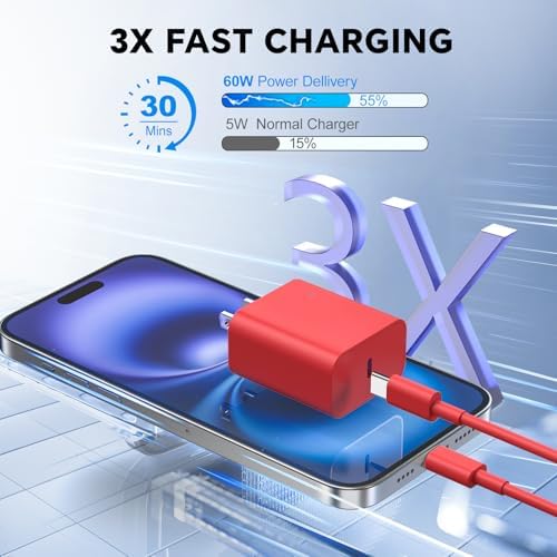 20 W Dual USB-C Fast Charger Block for i Phone 15/16 Series – Includes Two 10 FT USB-C Charging Cables, Perfect for Pro Max, Plus, Pro, i Pad Pro/Air – Compact, High-Speed Charging Solution (2 Pack, Black)