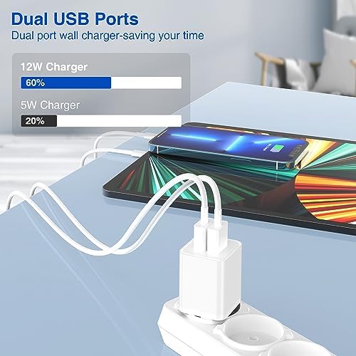 Ultra-Fast Dual Port USB Wall Charger with 10-Foot Lightning Cable – Apple MFi Certified i Phone Charging Solution, Perfect for i Phone 12/11/XR/Xs/8/7/6/SE/i Pad – Compact & Efficient Power Delivery for Home and Travel