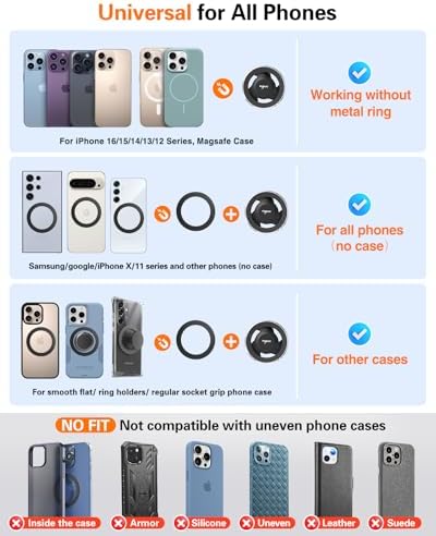 VOLPORT Mag Safe Car Mount: Premium Magnetic Phone Holder for Dashboard & Air Vent – 360-Degree Pivot for i Phone 16/15/14/13/12 Pro Max Plus & Samsung S24 Ultra – Enhanced Stability & Fast Charging Compatibility – Ultimate Automotive Solution for Effortless Hands-Free Navigation