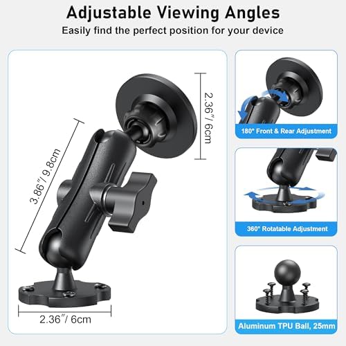 Heavy-Duty Magnetic Aluminum Tablet Mount for Trucks and Vehicles – Versatile Dashboard or Wall Holder for i Pads, Phones, and More (Fits 4.7″-12.9″) – RAM B Size 1″ Ball for Effortless Positioning – Ideal for Mobile Professionals and Travelers