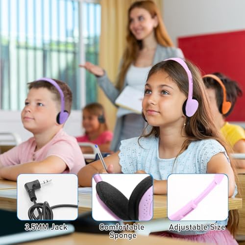 30-Pack Durable Over-Ear Headphones for Kids – Adjustable Wired Audio Solution with Universal 3.5 mm Jack for Enhanced Classroom Learning Experience
