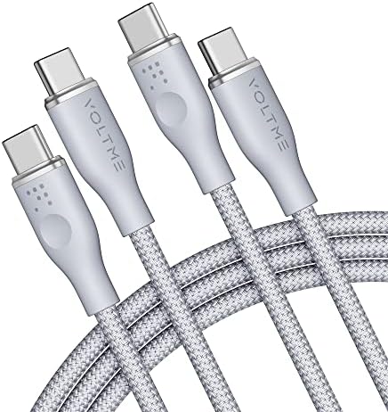 VOLTME 3.3 ft USB C Cable 2-Pack – Premium Nylon Braided Type C Charger for Fast Charging & High-Speed Data Transfer – Compatible with Mac Book Pro 2020, i Pad Pro 2021, Galaxy S22, Pixel, Switch & More – Durable, Universal Charging Solution in Grey for Enhanced Performance and Longevity