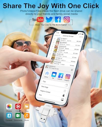 MFi Certified 64 GB Multi-Device Photo Stick – Ultimate 4-in-1 USB Flash Drive for i Phone, i Pad, Android, PC, and Mac – Fast Data Backup & Easy Media Management for Photos, Videos, and Contacts – Compact External Storage Solution