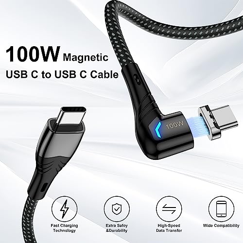 ZBF 100 W USB-C Magnetic Charging Cable – High-Speed 5 A Power Delivery & 480 Mbps Data Transfer | Versatile 5 ft & 6.6 ft Lengths | Effortless Magnetic Connection for i Phone 16/15/14/13 Pro Max, Mac Book Pro, i Pad, Galaxy S22 | Durable Design for Ultimate Convenience and Seamless Charging Experience