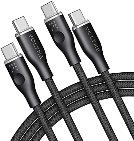 VOLTME 3.3 ft USB C Cable 2-Pack – Premium Nylon Braided Type C Charger for Fast Charging & High-Speed Data Transfer – Compatible with Mac Book Pro 2020, i Pad Pro 2021, Galaxy S22, Pixel, Switch & More – Durable, Universal Charging Solution in Grey for Enhanced Performance and Longevity