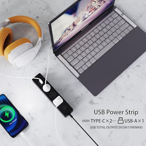 Ultimate IPX9 Weatherproof Outdoor Power Strip with 3 Outlets & 3 USB Ports (2 USB-C) – 5.18 FT Heavy-Duty Extension Cord for Versatile Power Solutions in Garden, Bathroom, Kitchen, Garage, and Office – Reliable Surge Protection & Fast Charging for All Devices