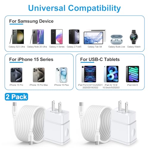 25 W High-Speed USB C Power Cable – 10 FT Fast Charging Charger for Samsung Galaxy S24/S23 & i Phone 16 Pro Max – Durable, Versatile Type C Car Cable for Enhanced Compatibility and Performance