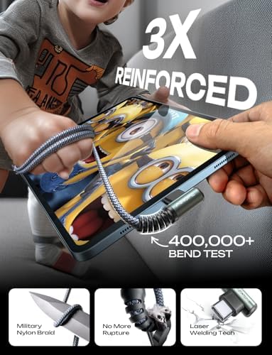 Revolutionize Your Charging with AINOPE 60 W USB C Cable 2-Pack – 10 ft Durable Nylon Braided Right Angle Type C Charger for i Phone 16 Pro Max, Samsung S24, and i Pad Pro – Fast Charging, Enhanced Compatibility, and Long-Lasting Performance