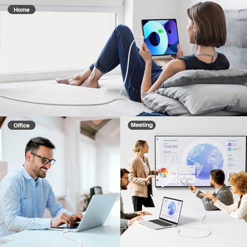 Long USB C Monitor Cable 10FT, 4K@60Hz Video Output 100W PD Charging, 20Gbps Data Transfer, Long USB C 3.2 Gen 2×2 Cable for MacBook, iPad, Dell, LG, ARZOPA, KYY for Portable Monitor – Enhanced Compatibility and Speed