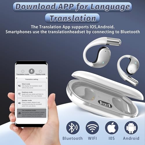 Unlock Your Audio Potential with Next-Gen Open-Ear Wireless Earbuds – Bluetooth 5.4 Headphones Offering Superior ENC Noise Cancellation, Rich Hi-Fi Sound, and Immersive Deep Bass; IP54 Water-Resistant for Active Adventures with an Astounding 68-Hour Battery Life – Ideal for Running, Traveling, Work, Cycling, and Intense Workouts; Features AI Translation for Effortless Multilingual Communication and Seamless Device Pairing