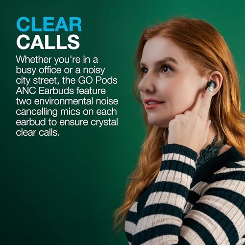 Elevate Your Listening Experience with JLab Go Pods ANC True Wireless Bluetooth Earbuds – Cutting-Edge Hybrid Active Noise Cancellation, 26+ Hours of Playtime, Customizable Sound Profiles via App, Sleek Black Design for Professionals and Casual Users, Enhanced Connectivity for Seamless Streaming