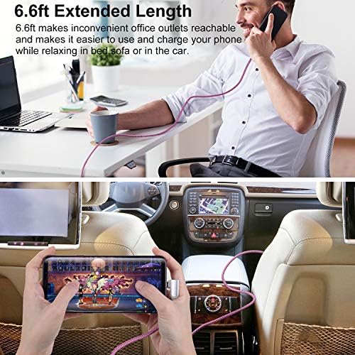 10 FT USB to C Cable 3 Pack – Fast Charging Right Angle Nylon Braided Charger for i Phone 16, Samsung Galaxy S25 & More – Superior Durability & Enhanced Comfort for Gaming & Streaming – Universal Compatibility for All Devices