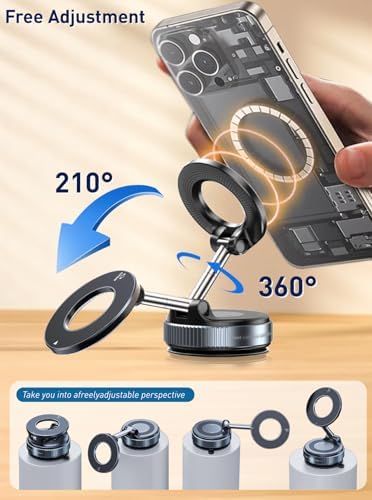 Innovative 360° Magnetic Phone Holder with Ultra Suction – 150 lbs Capacity for i Phone & Android, Mag Safe Compatible, Ideal for Vehicles, Gyms, and Home Use Revolutionize your mobile experience with our state-of-the-art Vacuum Magnetic Phone Mount, meticulously crafted for ultimate stability and performance. Equipped with a powerful 150 lbs ultra suction cup, this holder guarantees that your device remains firmly in place across various settings. Enjoy seamless 360-degree rotation for personalized viewing angles, making hands-free navigation and communication a breeze while driving or exercising. Designed to work flawlessly with Mag Safe technology, it accommodates both i Phone and Android smartphones, enhancing usability and convenience. Versatile enough for applications in cars, fitness centers, or on mirrors, this durable and user-friendly accessory enables quick setup and removal. Elevate your smartphone management with this premium device holder that emphasizes safety, reliability, and functionality for today’s active lifestyle.