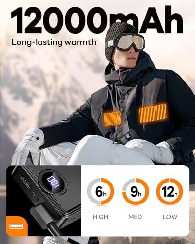 Ultimate 12000 m Ah Heated Vest Power Bank – High-Efficiency Portable Charger with LED Display for USB Heated Clothing – Reliable Energy Source for Outdoor Adventures – Not Compatible with 7.4 V DC Devices – Stay Warm on the Go!