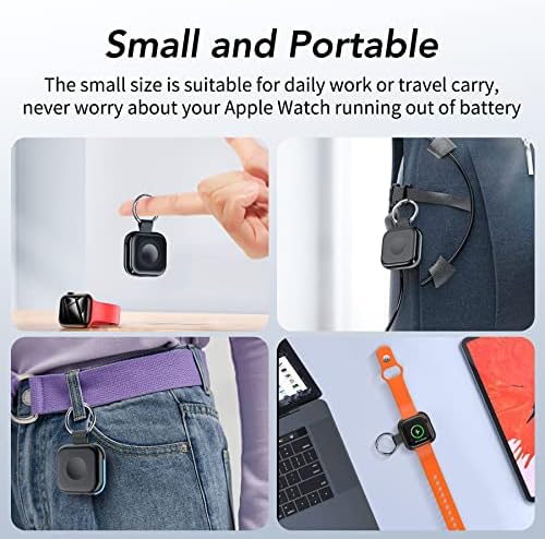 HUOTO Compact Magnetic Wireless Charger for Apple Watch – 1200 m Ah Portable Power Bank Keychain, Compatible with Series 10/9/8/Ultra 2/Ultra/7/6/5/4/3/2/SE, Ideal Travel Accessory for Effortless Charging On-the-Go