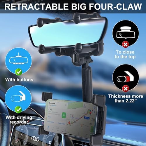 Transform Your Driving Experience with the 360° Rotatable Car Phone Mount – Innovative Rear View Mirror Holder for i Phone, i Pad, Samsung Z Fold & All Foldable Devices – Effortless Installation, Unmatched Stability, and Multifunctional Design for Ultimate Road Convenience