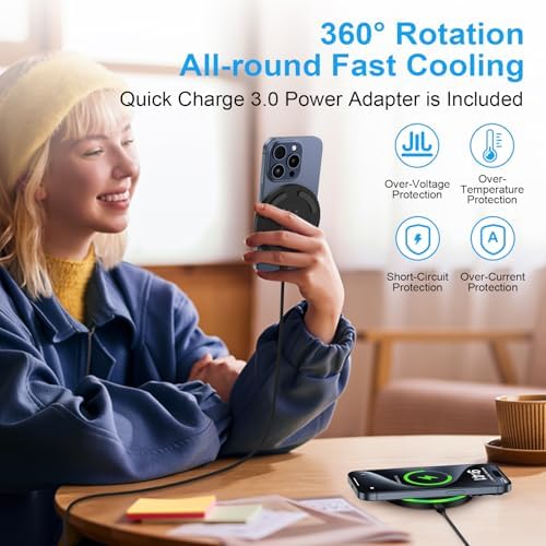 High-Speed 15 W Wireless Charger Pad for Google Pixel 9, Samsung Galaxy S25 & Moto G Stylus 5 G – Ultra-Fast Charging with Adapter, Case-Friendly Design, Compact & Portable for Travel Use, Enhanced Safety Features Included