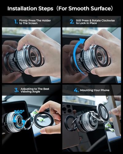 DIMONCOAT 2025 Upgraded 360° Rotation Vacuum Magnetic Phone Holder for Car,for Suction Cup Phone Mount Stand [109+LBS Strongest Suction & Magnetic] Adjustable Swivel Lock, for Your Car/Mirror – Enhanced Compatibility and Speed