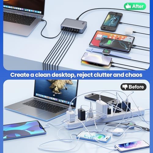 Revolutionize Your Charging Setup with the 415 W 8-Port USB C Fast Charging Hub – Dual PD 100 W for Laptops, i Phones, and More – Ga N IV Technology for Enhanced Efficiency and Universal Compatibility – Perfect for Home and Office Use