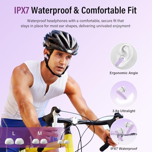 Thunelec Star Sand Purple Wireless Earbuds – Premium Bluetooth 5.4 Headphones with 48-Hour Battery, Advanced ANC/ENC Noise Cancellation, IPX7 Waterproof Protection, Touch Control, and Customizable EQ Modes for Ultimate Sound Experience in Any Environment