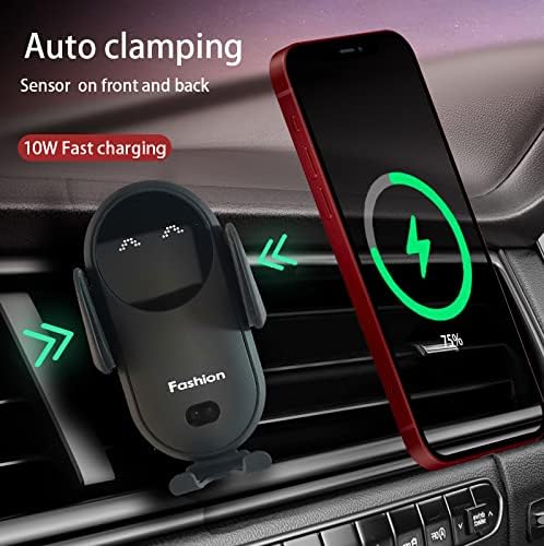 Stylish Wireless Car Charger with Auto-Clamping Fast Charging – Sleek Blue Phone Mount for i Phone, Samsung & Android – Dashboard & Air Vent Versatility for Safe, One-Handed Operation