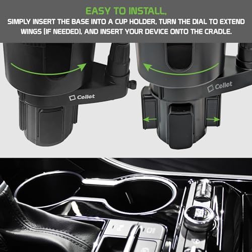 Revolutionary Car Cup Holder Phone Mount with Integrated Snack Tray – Ultimate Compatibility for i Phone, Samsung Galaxy, LG, Moto & Google Pixel – Hands-Free Convenience & 360-Degree Rotation for Safe Driving Enjoyment