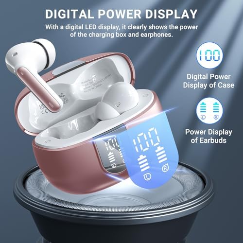Elevate Your Audio Experience with Aoslen Wireless Earbuds – 2024 Hi-Fi Stereo Headphones Featuring 4 ENC Noise-Canceling Microphones, 42-Hour Playtime & Bluetooth 5.3 Connectivity – Perfect for Android & i OS Users, Sleek Design with LED Power Display for Ultimate Convenience